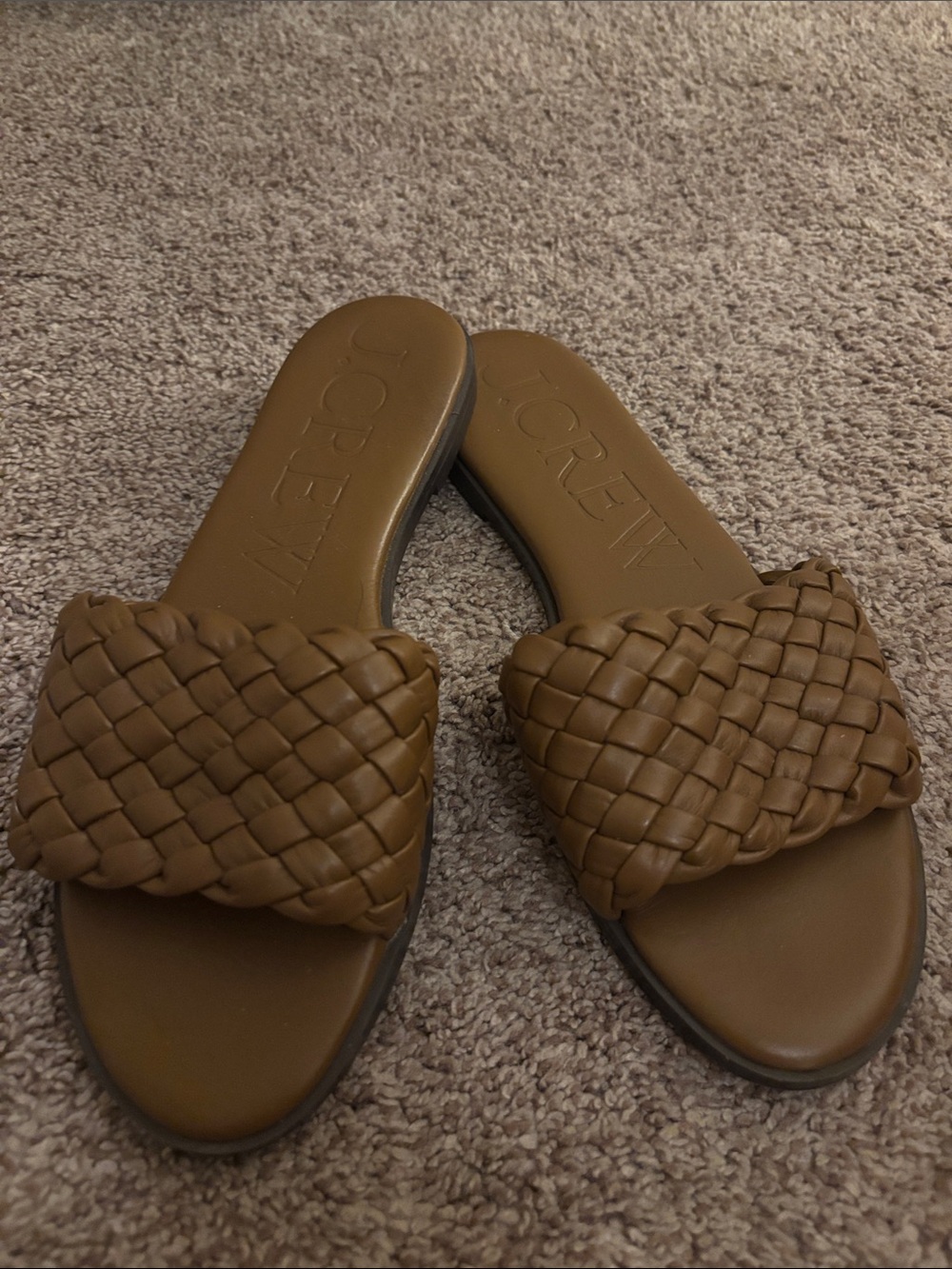 J. Crew Brown Leather Georgina Woven Slide Sandals 9.5